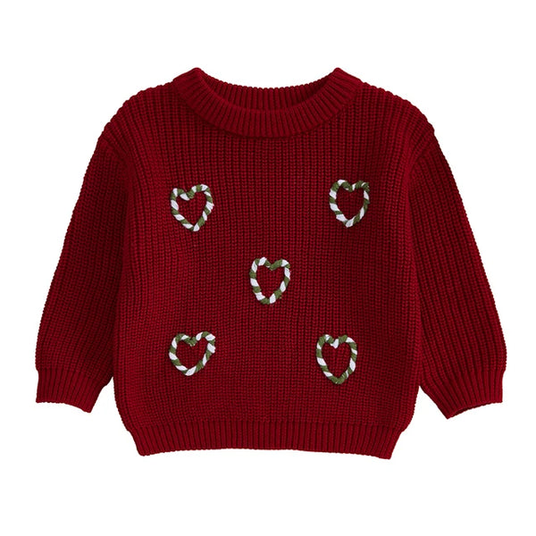 Candy Cane Hearts Knit Sweaters (4 Colors) - PREORDER