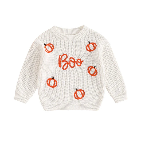 BOO Outline Pumpkins Knit Sweaters (5 Colors) - PREORDER