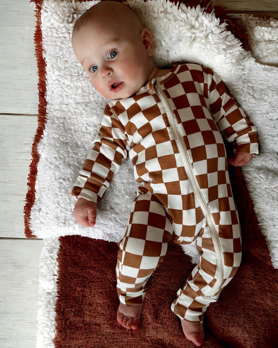 Zip Romper | Stracciatella Checkerboard - PREORDER