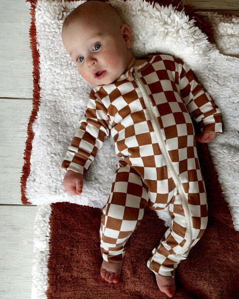 Zip Romper | Stracciatella Checkerboard - PREORDER
