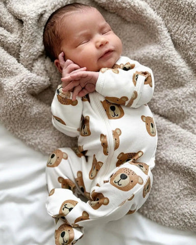 Zip Footie Romper | Baby Bear - PREORDER