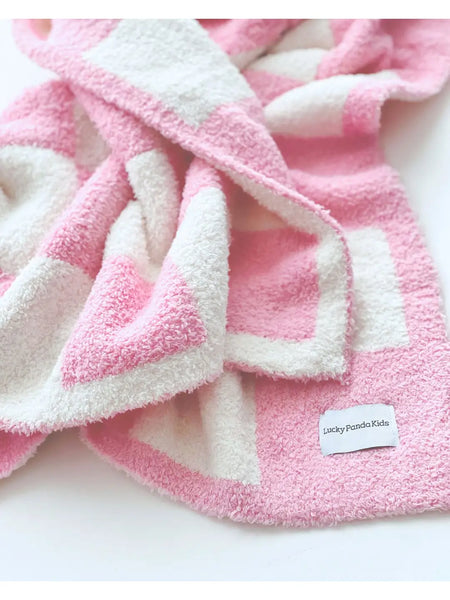 Checkered Plush Baby Blanket | Pink - PREORDER