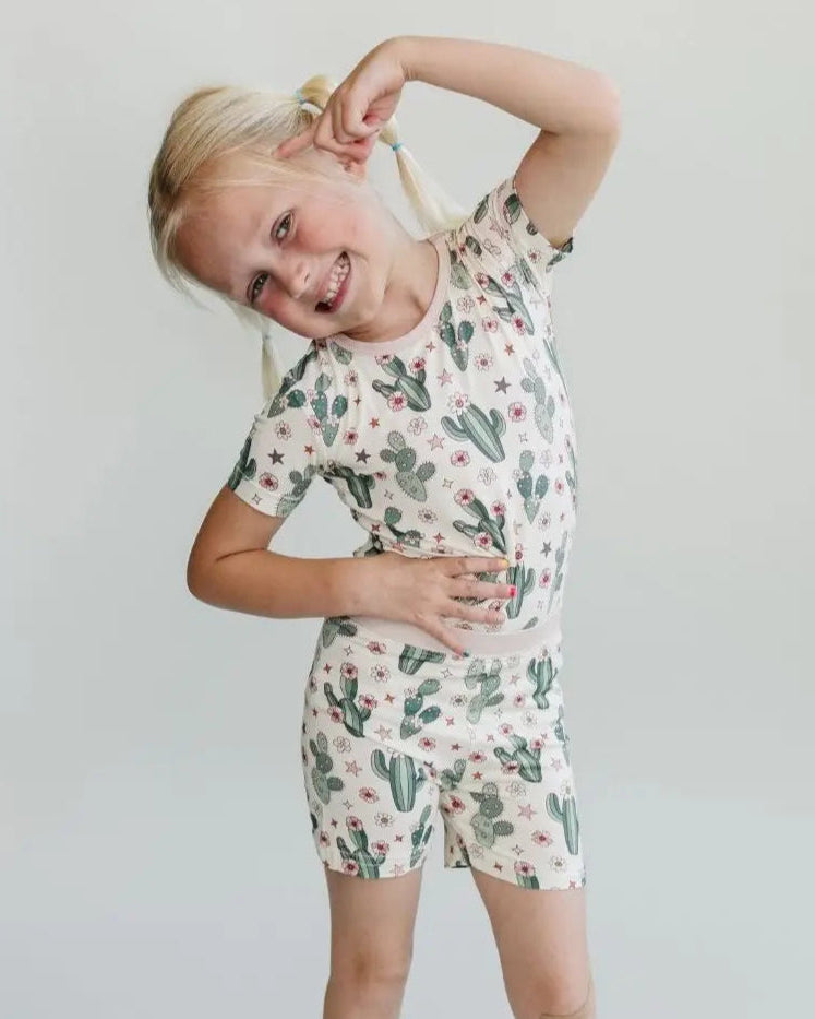 Bamboo Top & Shorts Set | Cactus Flowers - PREORDER