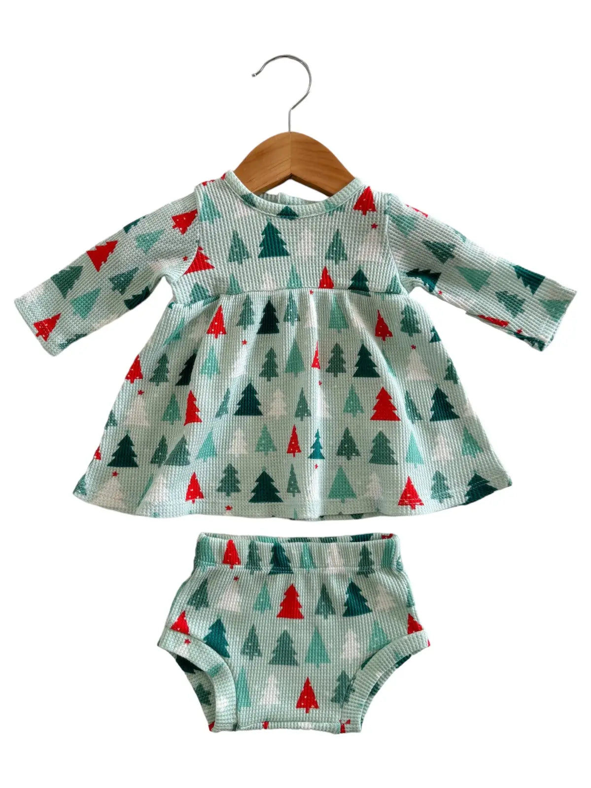 Waffle Simple Dress & Bloomer | Festive Firs - PREORDER