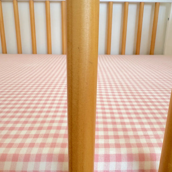 Stretch Crib Sheet | Pink Gingham - PREORDER