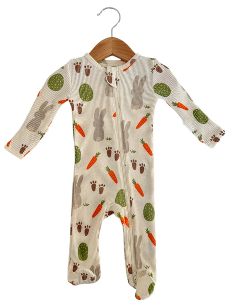 Waffle Zip Footie Romper | Cottontail - PREORDER