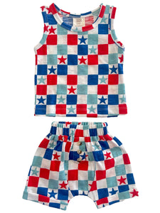 Tank & Shorts Set | USA Checkerboard & Stars - PREORDER