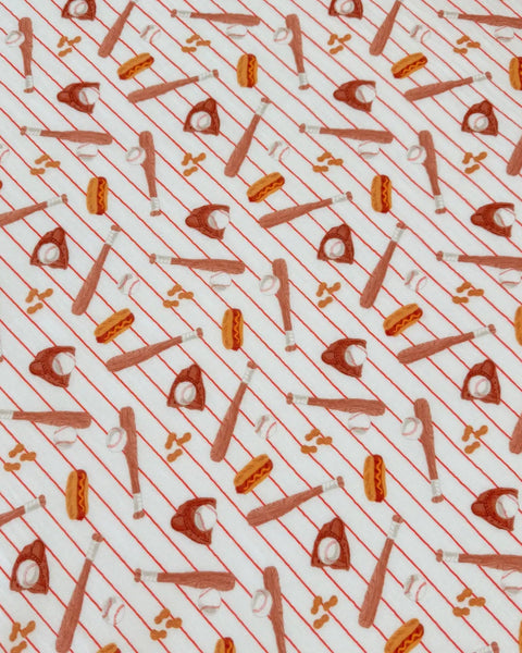 Muslin Crib Sheet | Baseball Game - PREORDER