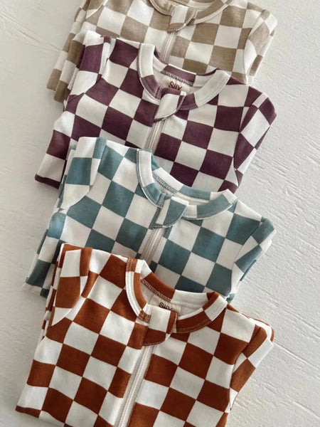 Zip Romper | Stracciatella Checkerboard - PREORDER