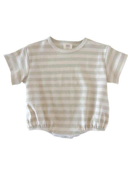 Organic Bubble Romper | Sage Stripe - PREORDER