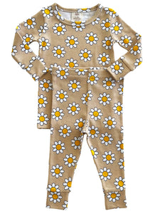Daisy Pop Organic Top & Shorts Set | Biscotti - PREORDER