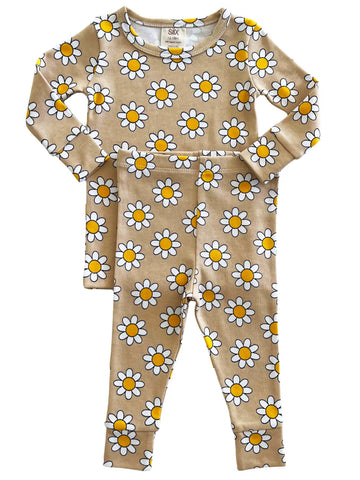 Daisy Pop Organic Top & Shorts Set | Biscotti - PREORDER