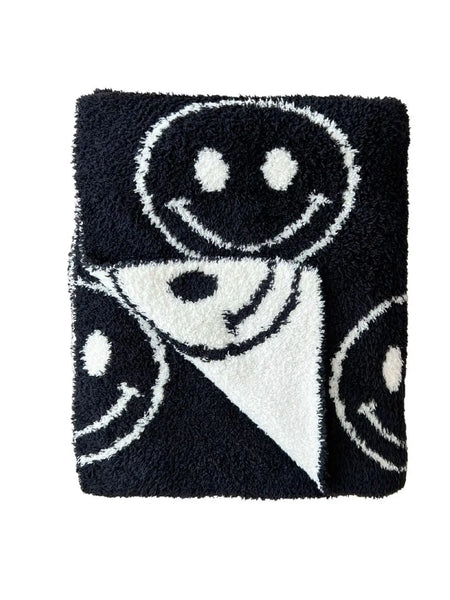 Smiley Plush Baby Blanket | Black - PREORDER