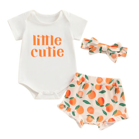 Little Cutie Oranges Outfit & Bow - PREORDER