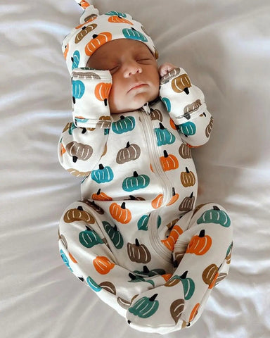 Zip Footie Romper | Blue Pumpkin Patch - PREORDER