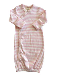 Organic Ribbed Gown | Pink Stripes - PREORDER