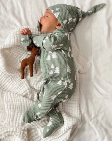 Waffle Zip Footie Romper | Alpine Trees - PREORDER