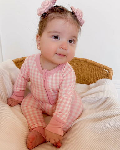 Zip Romper | Pink Gingham - PREORDER