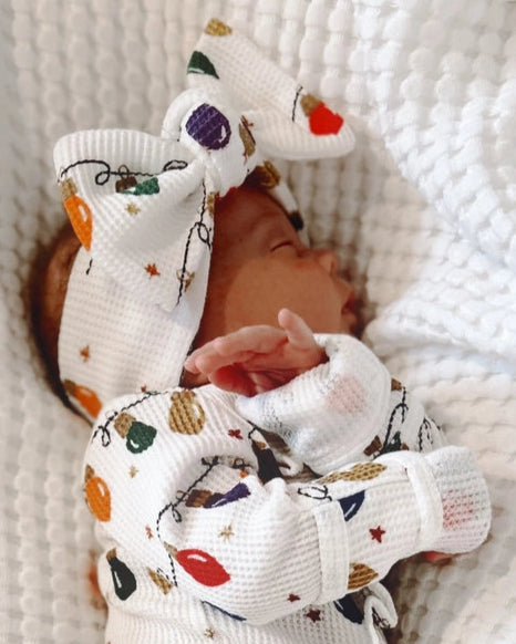 Waffle Knot Bow | Christmas Lights - PREORDER