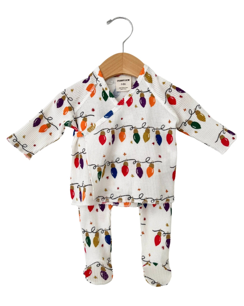 Waffle Kimono & Pant Set | Christmas Lights - PREORDER