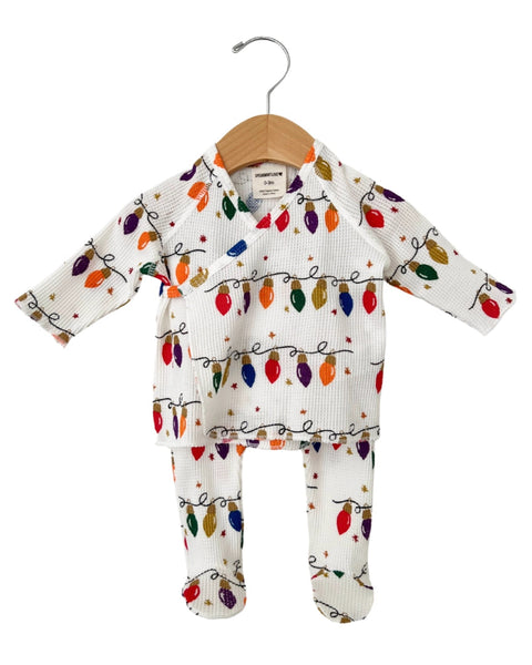 Waffle Kimono & Pant Set | Christmas Lights - PREORDER