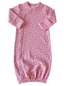Organic Pointelle Gown | Pink Flower - PREORDER