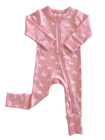 Zip Romper | Blush Rainbow - PREORDER