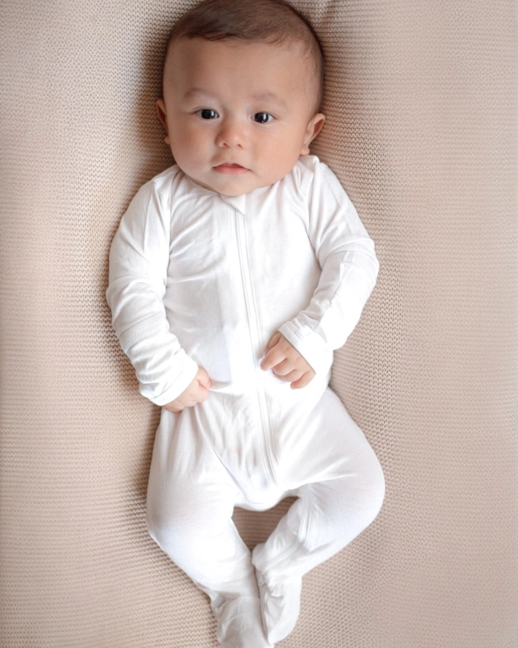 Zip Footie Romper | White - PREORDER