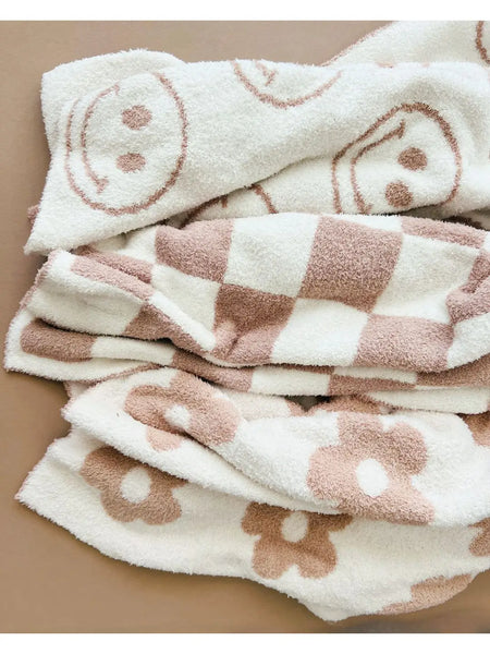 Smiley Plush Baby Blanket | Latte - PREORDER