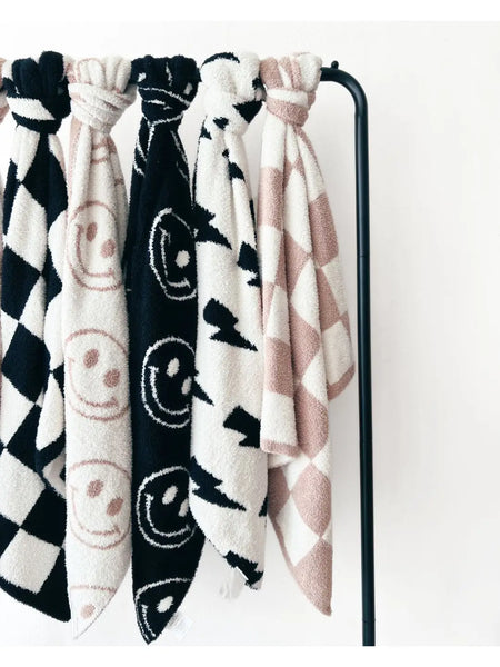 Smiley Plush Baby Blanket | Latte - PREORDER