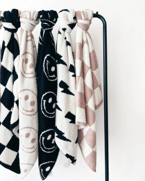 Checkered Plush Baby Blanket | Latte - PREORDER