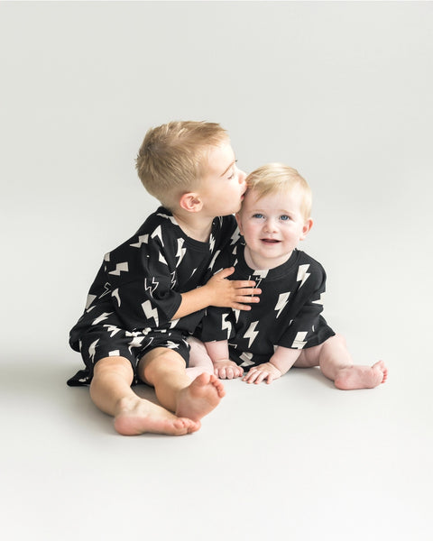 Top & Shorts Set | Black Bolts - PREORDER