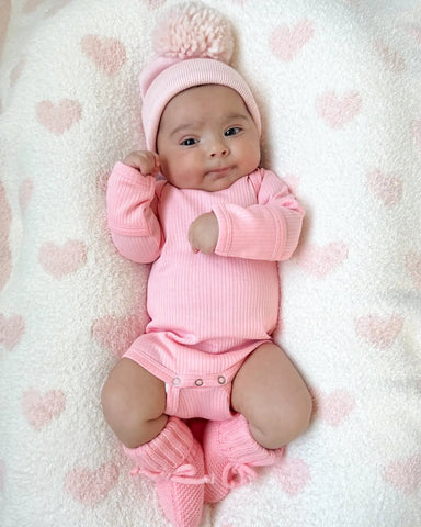 Ribbed Long Sleeve Bodysuit | Pink - PREORDER