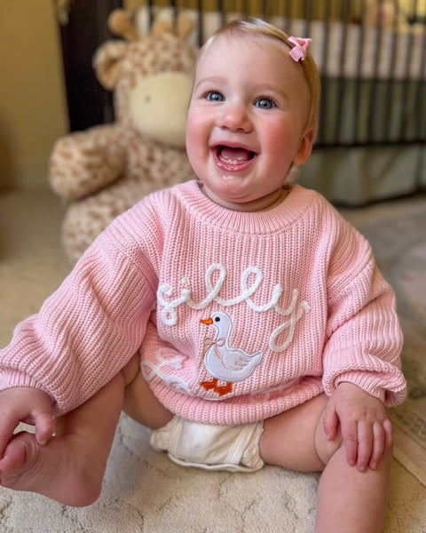 Chunky Knit Sweater | Pink Silly Goose - PREORDER