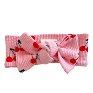 Waffle Knot Bow | Pink Cherries - PREORDER