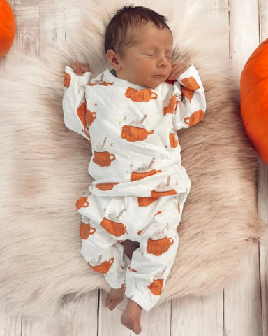 Organic Long Sleeve Tee & Pant Set | White Pumpkin Mug - PREORDER