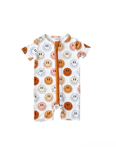 Smiley Bamboo Shorty Romper | Copper - PREORDER