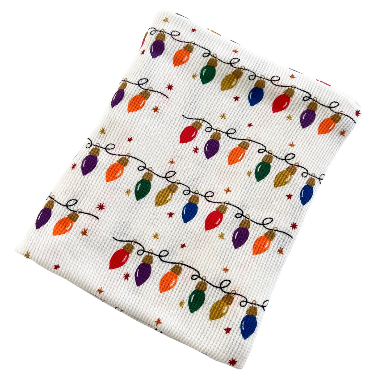 Organic Cotton Waffle Swaddle | Christmas Lights - PREORDER