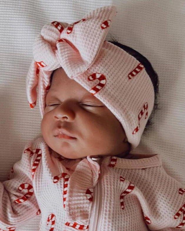 Waffle Knot Bow | Pink Candy Cane - PREORDER