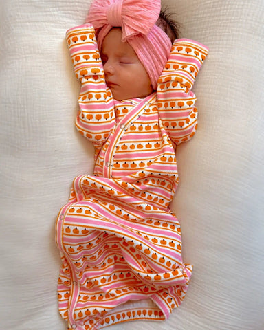 Gown | Pink Pumpkin Stripe - PREORDER
