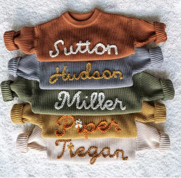 Yarn *CUSTOM* Name Solid Knit Sweaters (15 Sweater Colors, 60 Yarn Colors)