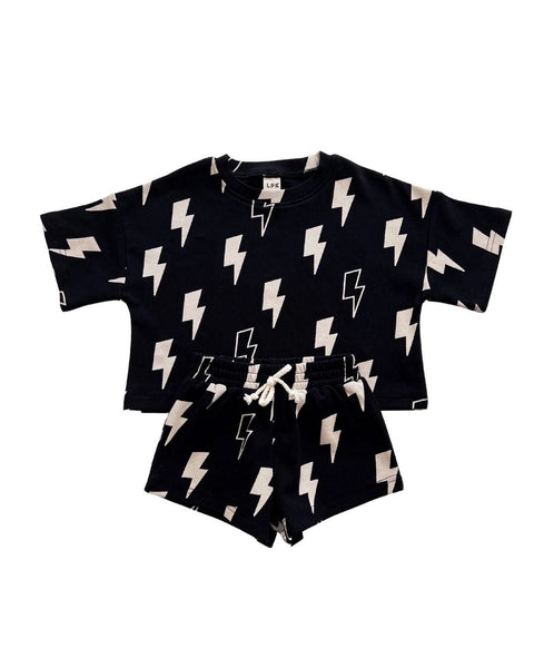 Top & Shorts Set | Black Bolts - PREORDER