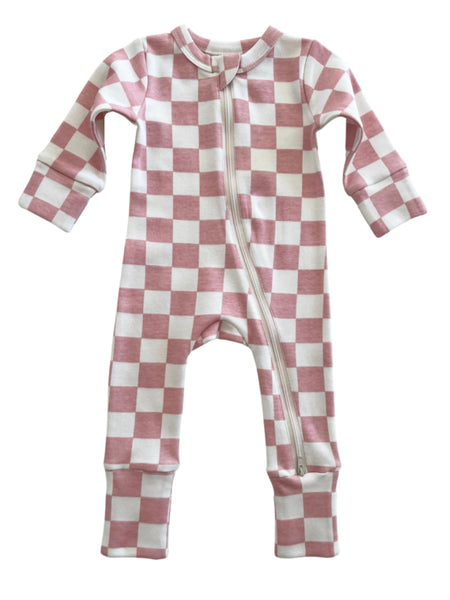Zip Romper | Strawberry Shortcake Checkerboard - PREORDER