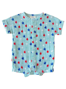 USA Stars Henley Shortall Romper | Blue - PREORDER