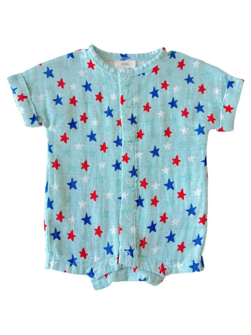 USA Stars Henley Shortall Romper | Blue - PREORDER