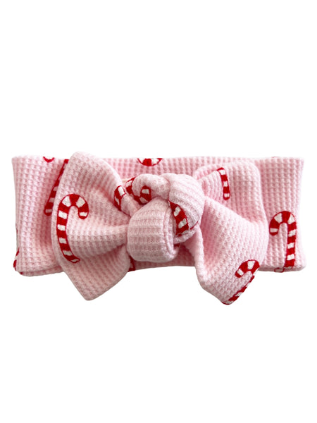 Waffle Knot Bow | Pink Candy Cane - PREORDER