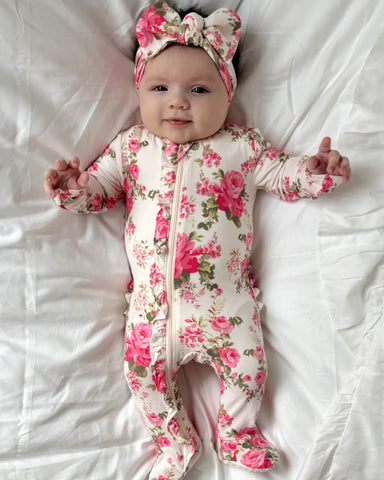 Zip Ruffle Footie Romper | Country Daydream - PREORDER