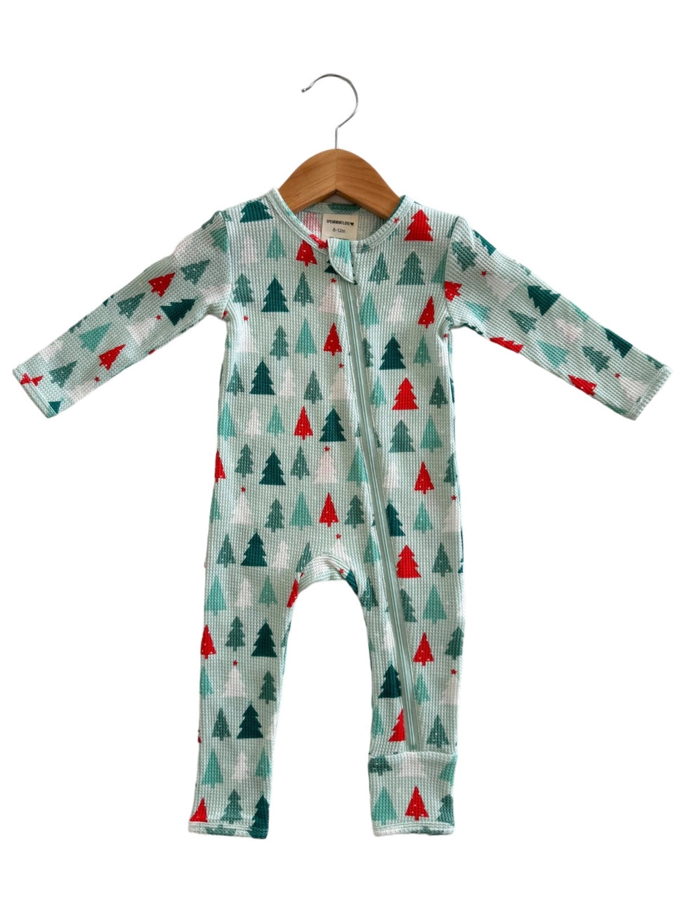 Waffle Zip Romper | Festive Firs - PREORDER