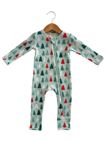 Waffle Zip Romper | Festive Firs - PREORDER