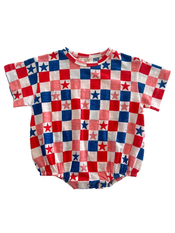 Bubble Romper | USA Checkerboard & Stars - PREORDER
